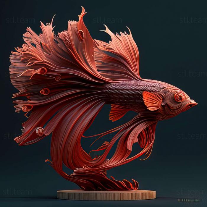 3D model Delta   tailed fighting fish fish (STL)